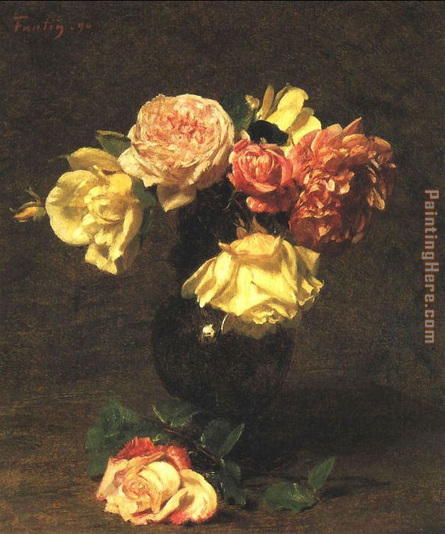 Henri Fantin-Latour White and Pink Roses